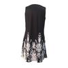 Women Summer  Print Hollow Out Sleeveless Loose Tank Mid Dresses