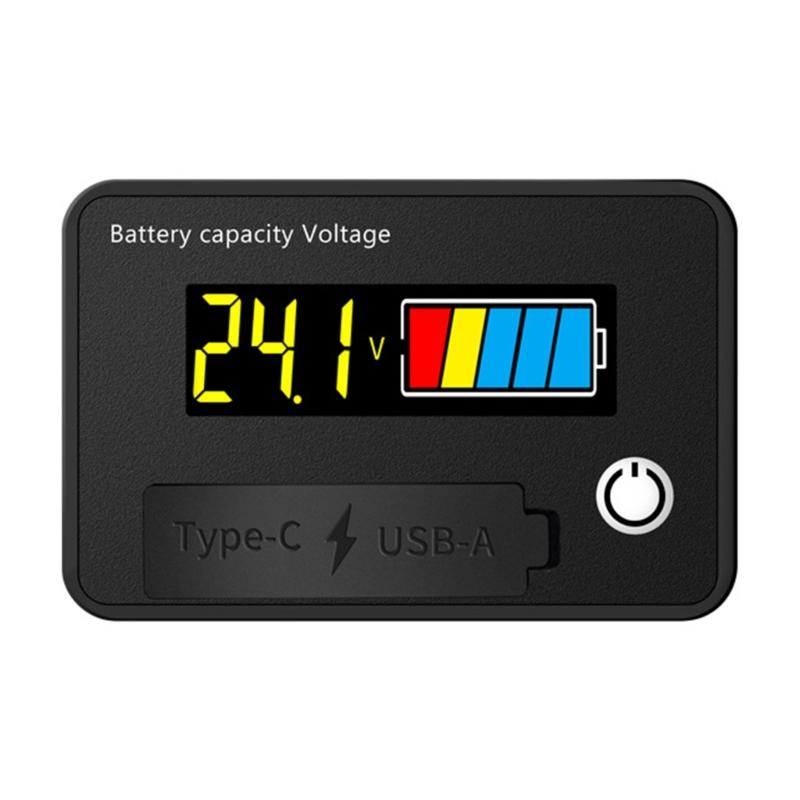 DC8-30V Electricity Meter Digital LCD Display Car Battery Charge Levels Indicator Leads Acid Lithium Voltmeter