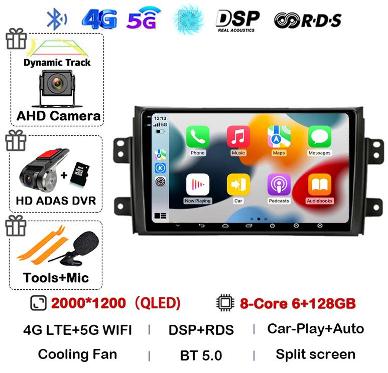 Android 14 Carplay Car Radio Navigation For Suzuki SX4 2006-2014 Fiat Sedici 2005-2014 Multimedia Video Player Audio 2din Stereo