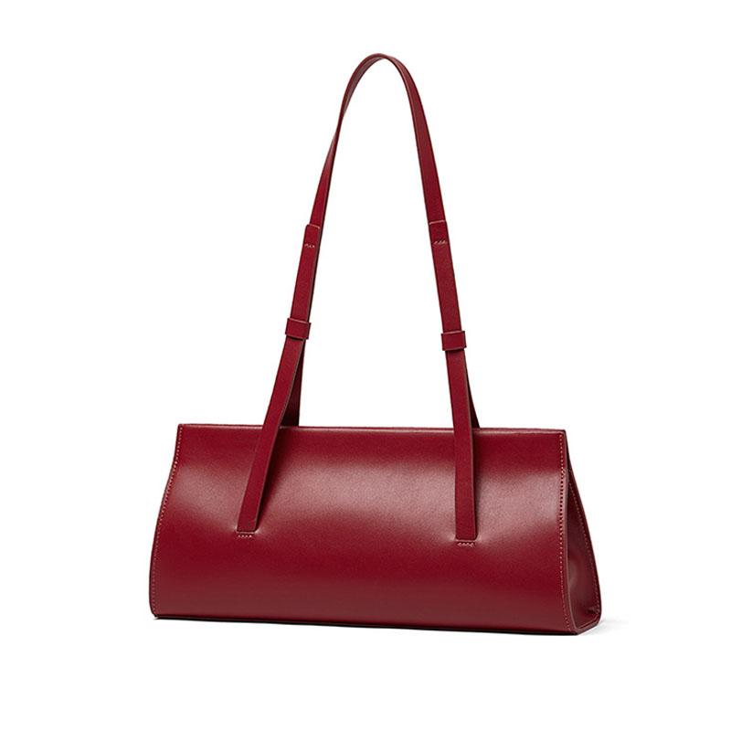 Genuine Leather Leather Bag For Women Fashion Shoulder Underarm Bag Split Leather Red Ladies Soft Handbag Luxury Desig