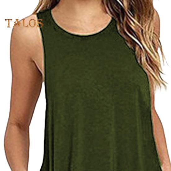 Lady Sundress with Side Pockets Lace Trim Hem A-line Sleeveless Round Neck Solid Color Mini Dress Summer Short Dress for Beach Dating Daily Wear