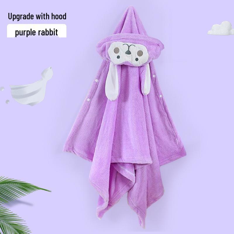 Water-Absorbent Cartoon Hooded Bath Towel Cape for Newborns & Toddlers