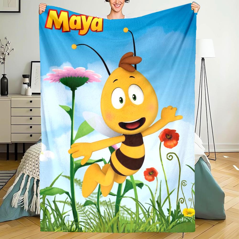 Maya the Bee Theme Printed Blanket - Perfect for Couch, Bed, Travel & Outdoor Use | Machine Washable, Cozy & Durable.
