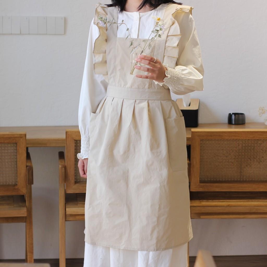 Waterproof Sleeveless Apron For Kitchen And Art With Ruffled Style Crossback