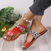 Fashion Women Slippers Summer Printed Flat Slippers Outdoor Beach Shoes Toe Loop Non Slip Open Toe Sandals Slides Women Zapatos