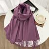 Winter Scarf Women Luxury Autumn Winter Cashmere Scarf Thickened Warm Shawl Classic Tassels Fluffy Scarf Solid Cope Foulard