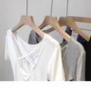 2025 Summer Korean Slim Fit Cross Back Short Sleeve T-shirt for Women