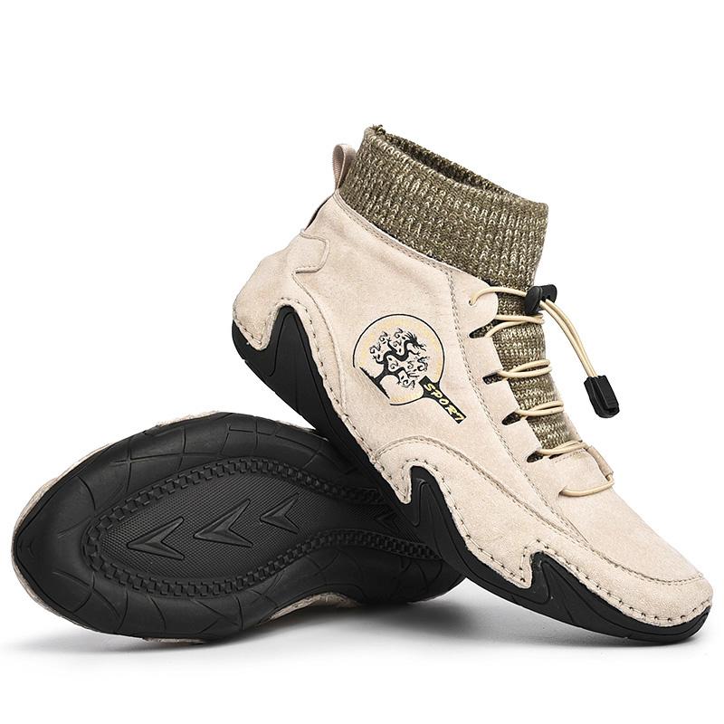 Męskie buty retro skórzane skórzane gumowe podeszwy ręcznie robione buty skórzane męskie ręcznie robione skórzane wzory wygodne miękkie skarpetki botki