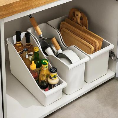 Grande caixa de armazenamento de utensílios de cozinha recipiente com rodas organizador de despensa gabinete panela pote suporte para especiarias artigos diversos plástico branco