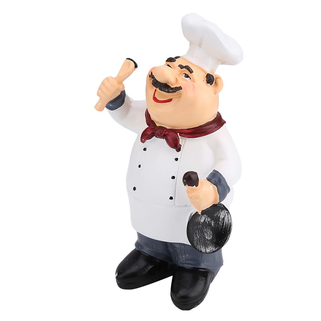 American Vintage Country Happy Chef Resin Figurine Home Restaurant Cafe Tablet Decor (71110‑04)
