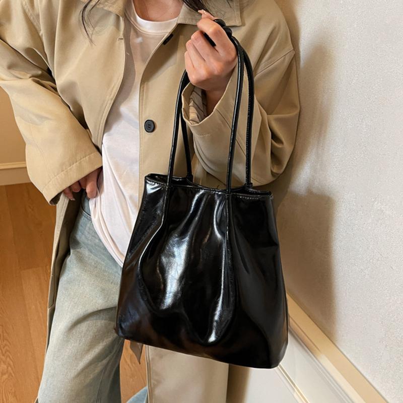 Nuevo Bolso Tote de Moda para Mujer de Gran Capacidad, Bolso Balde Elegante de Color Sólido, Bolso Suave para Desplazamientos, Bolsos de Hombro de PU a la Moda para Señoras