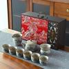 Embroidery gift box, flint red tea set, complete set, teapot, beam pot, teacup gift, souvenir gift