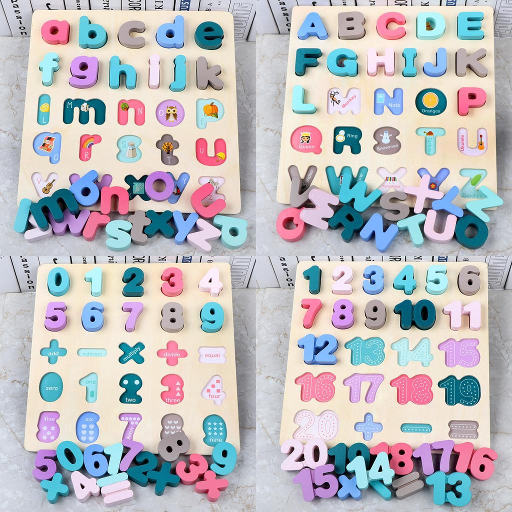 Wooden Number And Letter Shape Recognition Board For Toddlers Educational Toy