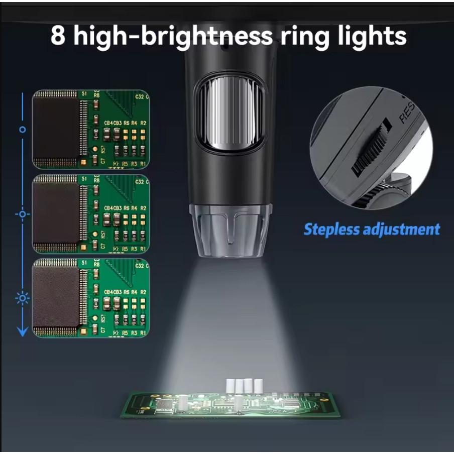 7 Inch IPS Digital Coin Microscope 5MP 1200X Ultra-Precise Focusing Camera 1080P Video Microscope Repairing Circuit Device