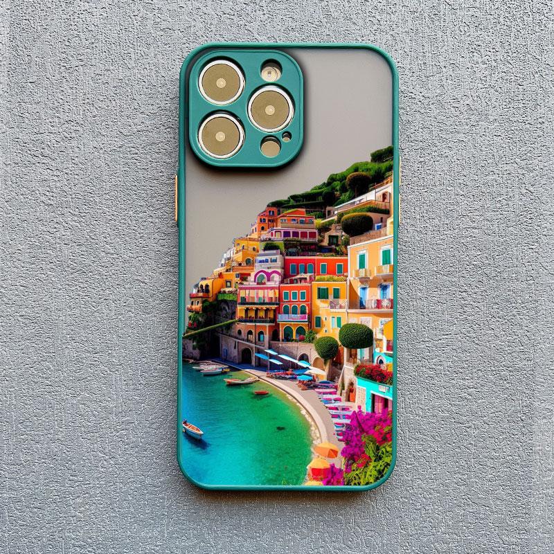 Urban Seaside Town Phone Case For iPhone 16 15 14 13 12 11 Pro Max Mini X XS XR SE 7 8 Plus Shockproof Matte Hard Cover Fundas