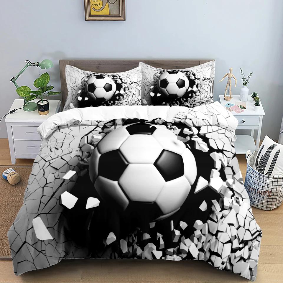 Football Bedding Set 3D Soccer Child Duvet Cover Single Double Sports Boy Home Textile Comforter Nordic Covers For Bed King Full