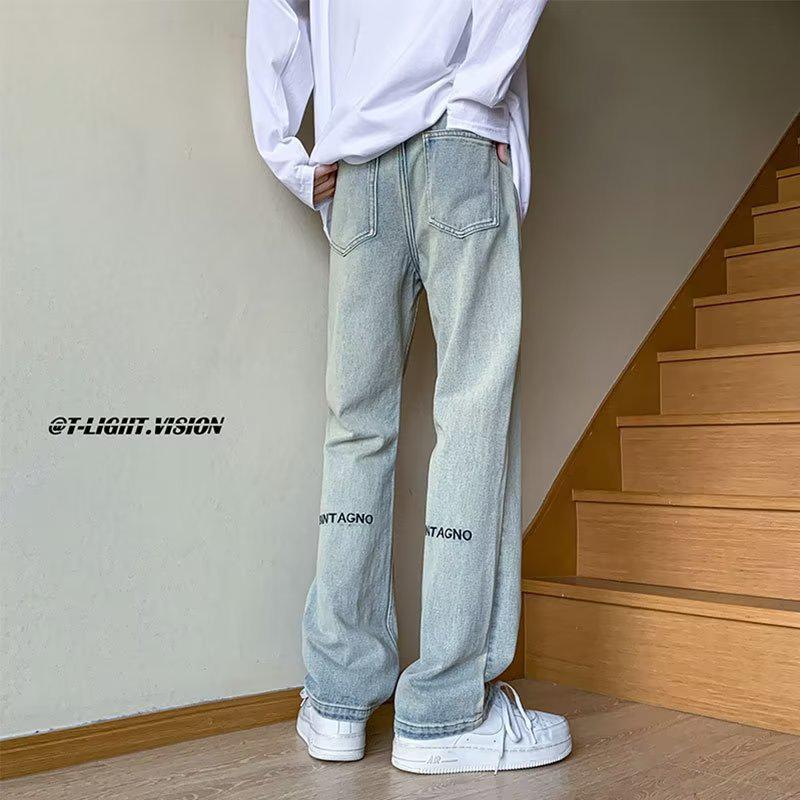 Damen Retro Rauchgraue High-Street Schlankheitsjeans - Lockeres gerades Bein, Frühjahr 2025 Kollektion