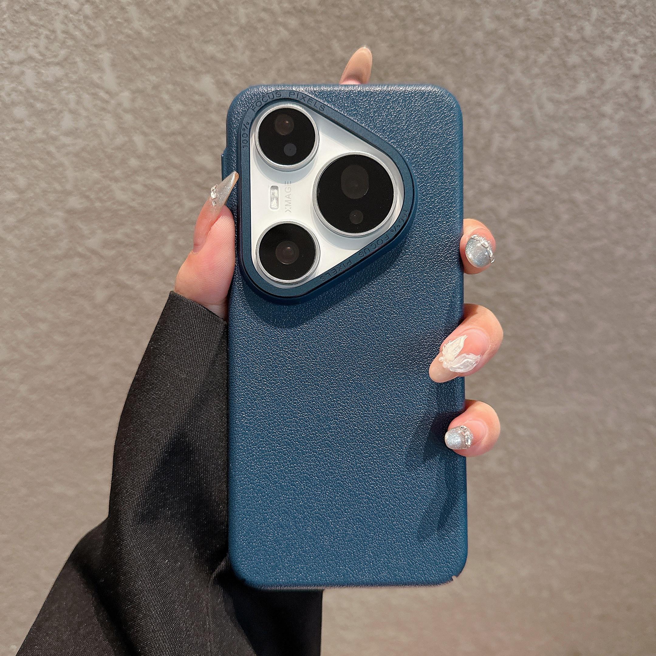 

Роскошный матовый чехол для телефона из кожи с узором личи для Huawei Pura 80 70 UQltra Mate 70 60RS Pro Plus с металлической защитой объектива камеры Huawei Mate 60 Pro