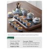 Wo Ding Blue and White Ru Kiln Tea Set with Walnut Tray