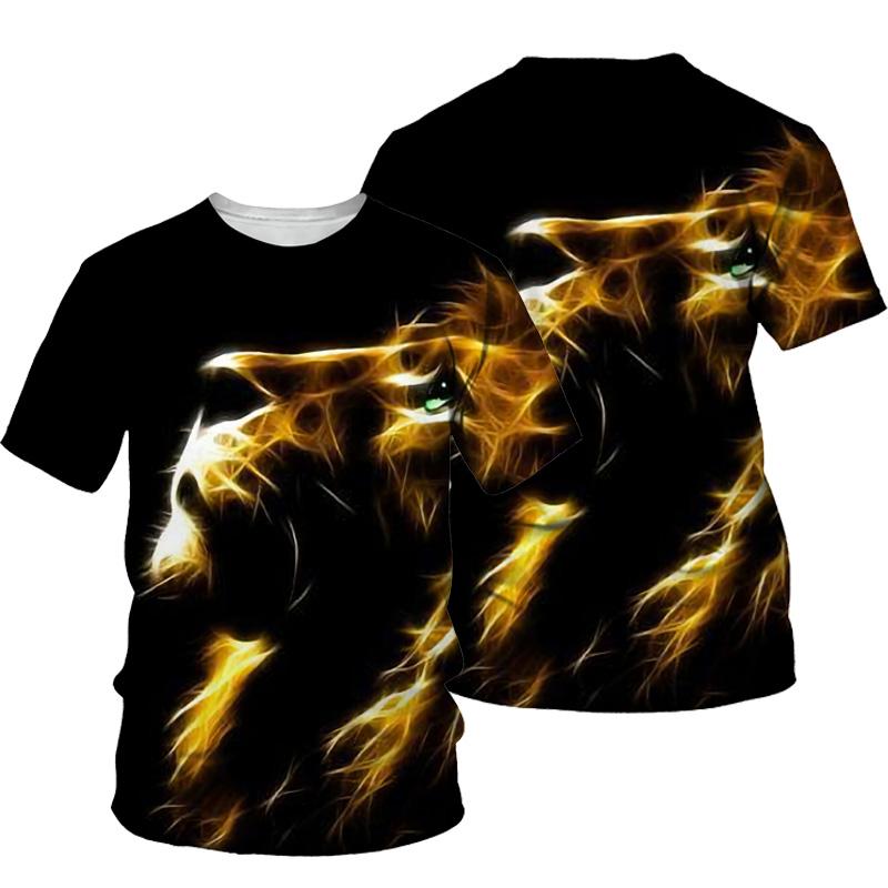 3D Lion Print T-shirt Men Summer New O Neck Short Sleeve Tees Tops Fashion Style Male Clothes Casual T-shirts