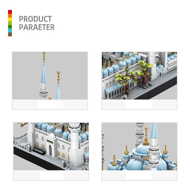 Non-Toxic 1129Pcs Blue Mosque Istanbul Architecture Building Blocks Small Particle Diy Bricks Gifts For Children Construction Bricks Toy