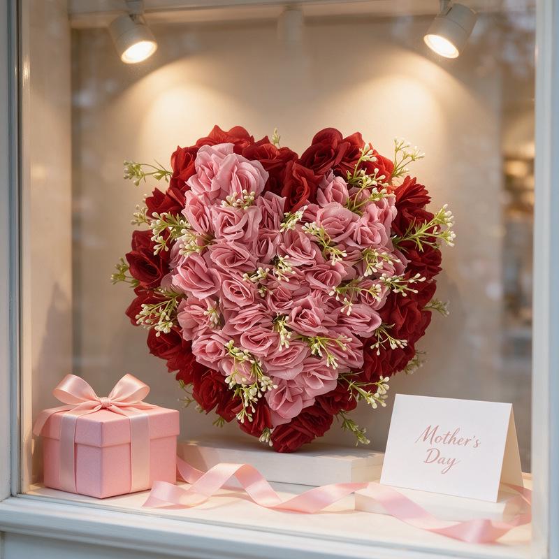 Cross Simulation Rose Heart Wall Decoration for Weddings - Hanging Décor for Home, Wedding Rooms, Cars, and More