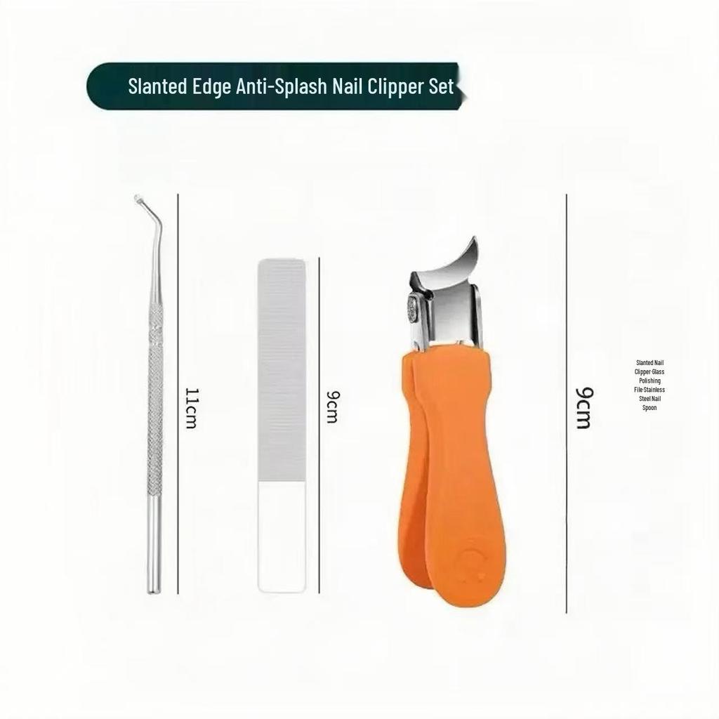 Slanted Edge Ingrown Toenail Clipper Set with Anti-Splash Pointed Clippers, for Home Manicure Use