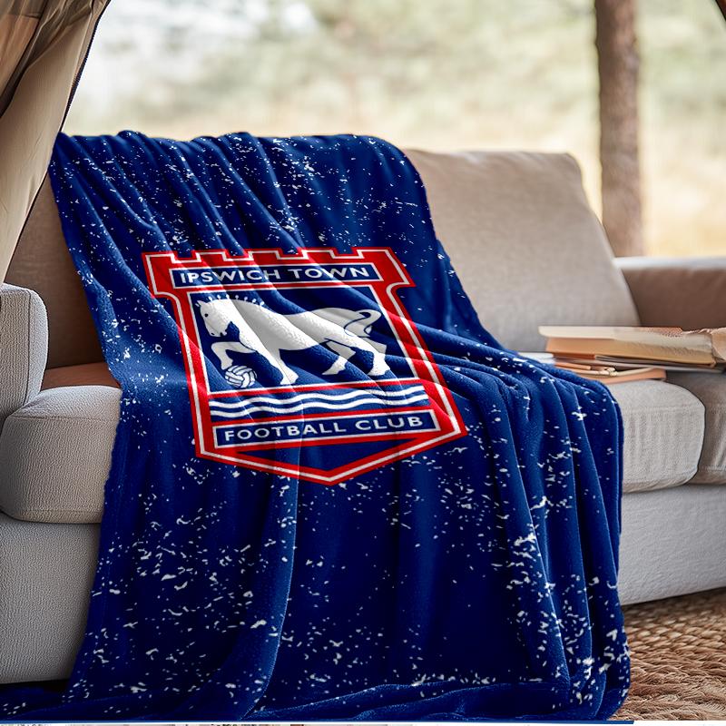 FC Ipswich Crest Blanket Lightweight Ideal Bedding Blanket Perfect for Travel, Camping, Living Rooms, Offices, Sofas, Fan Christmas Gift