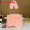 Modern Wooly Tote Bag For Women With Chain Link Detail And Zipper Closure For Casual Outings