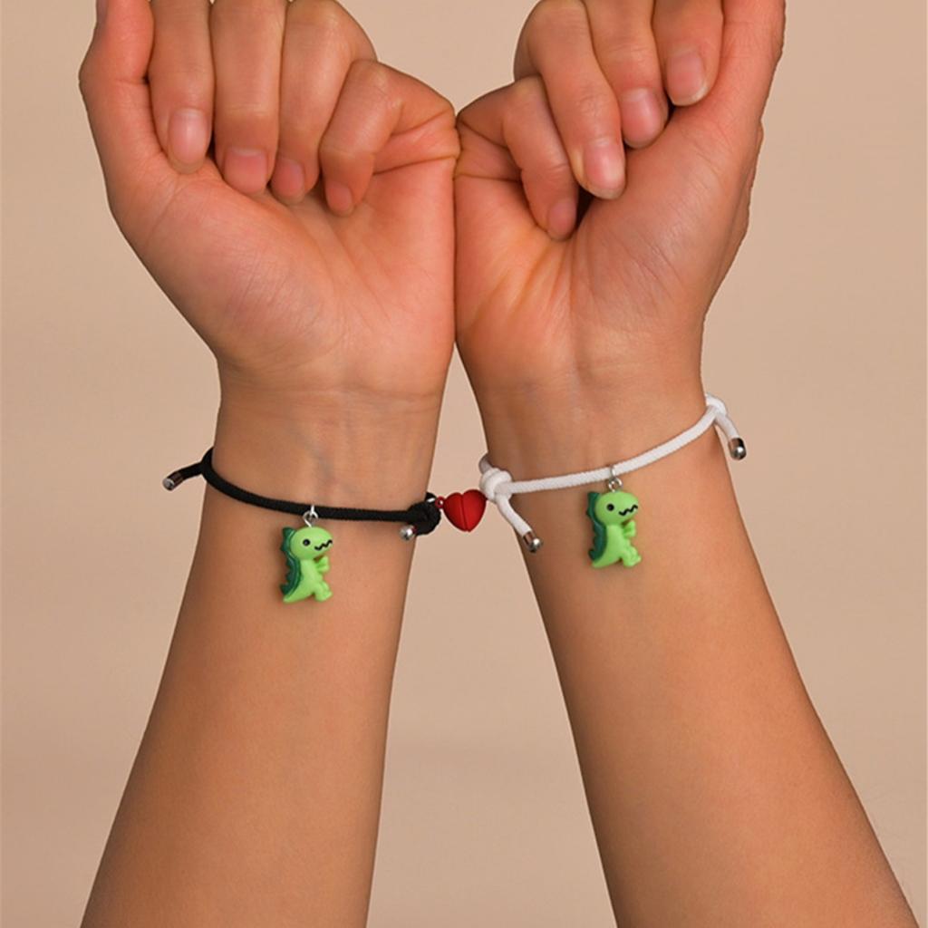 Creative Design Fashion Couple Love Splice Dinosaur Pendant Bracelet Men's and Women's Jewelry Gift Accessories