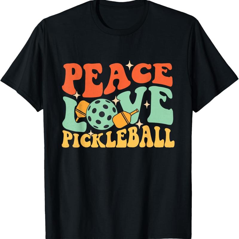 

Peace Love Pickleball Pickleballers Player T Shirt - Men s Summer Cotton Graphic Tee S разноцветный
