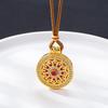 Sunflower Compass Necklace: Retro Diamond-Inlaid Vietnamese Sand Gold Pendant with Long-Lasting Color Retention.