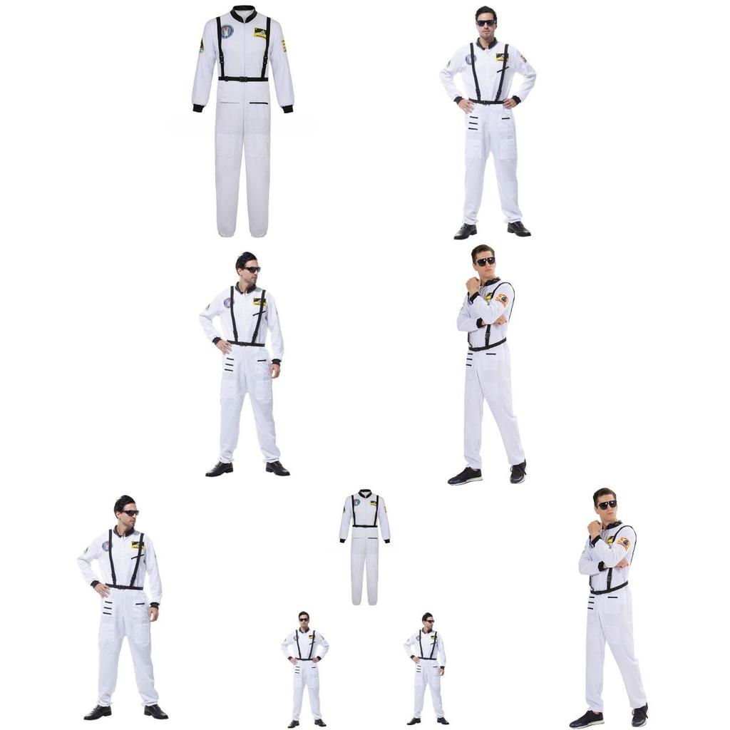 Astronaut Costume For Adults With Zipper Halloween Role Play Dressup