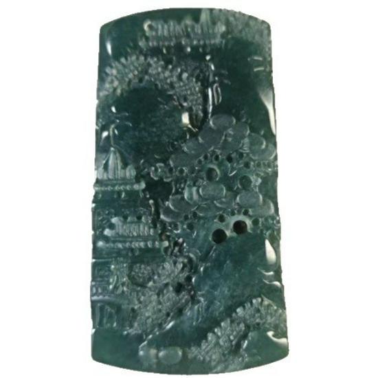 Landscape Jadeite Pendant: Natural Carved Jade for Men and Women