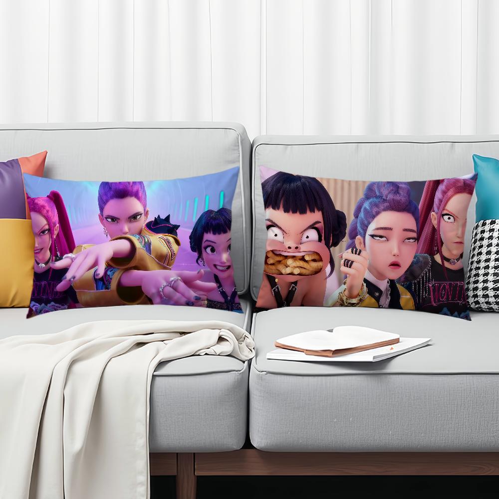 Anime Funny Meme K-Kpops D-Demon H-Hunters Cushion Cover Rectangle Pillow Cover Home Sofa Living Room Coffee Shop Pillowcase