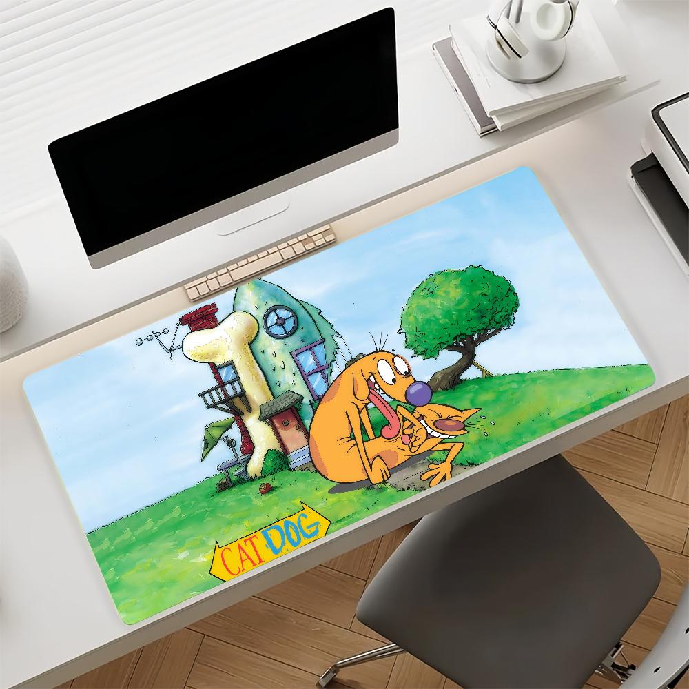 Cartoon cute C-Catdog Mouse Pad Square Office Gaming Desk Mat Waterproof Non-Slip Rubber Decorative