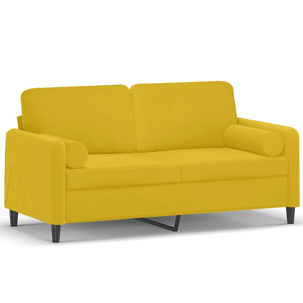 Vidaxl 2-Seater Sofa with Cushions, Yellow, 140 Cm, Velvet