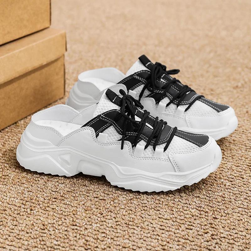 

Новые женские тапочки летние ажурные сетчатые нескользящие женские босоножки на платформе большого размера с полуноском 35-42# 35