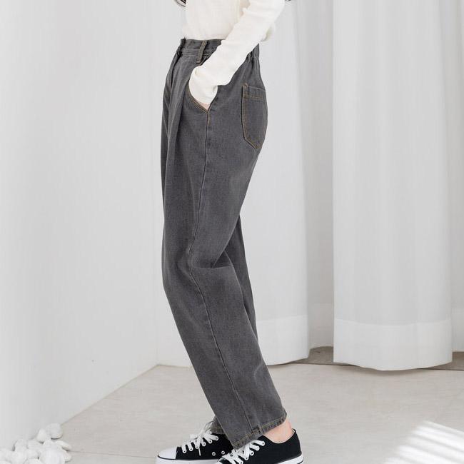 Jeans for Women Baggy Fit Elastic Waist Gray Color Wide Fit Denim Pants Date Outfits Korea Fashion