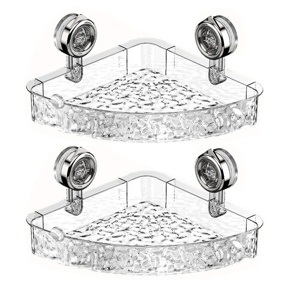 

Suction Cup Triangular Storage Basket No Drill Shower Organizer Rack Multifunctional Corner Floating Shelf Bathroom Accessories чистий