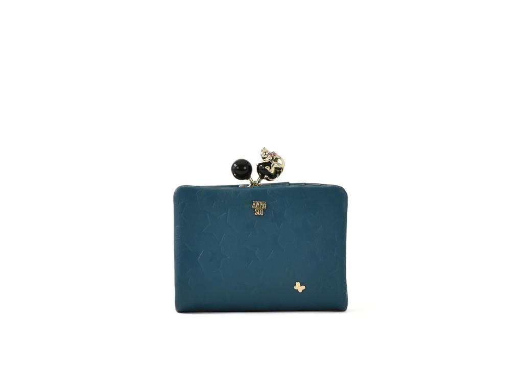 Anna Sui Playing Cat Bifold Wallet, Green, Women's