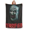 Flannel Throw Blanket Terrifier 2 Movie Art The Clown Warm Plush Blankets Soft Bedding for Bed Living Room Home Picnic Couch