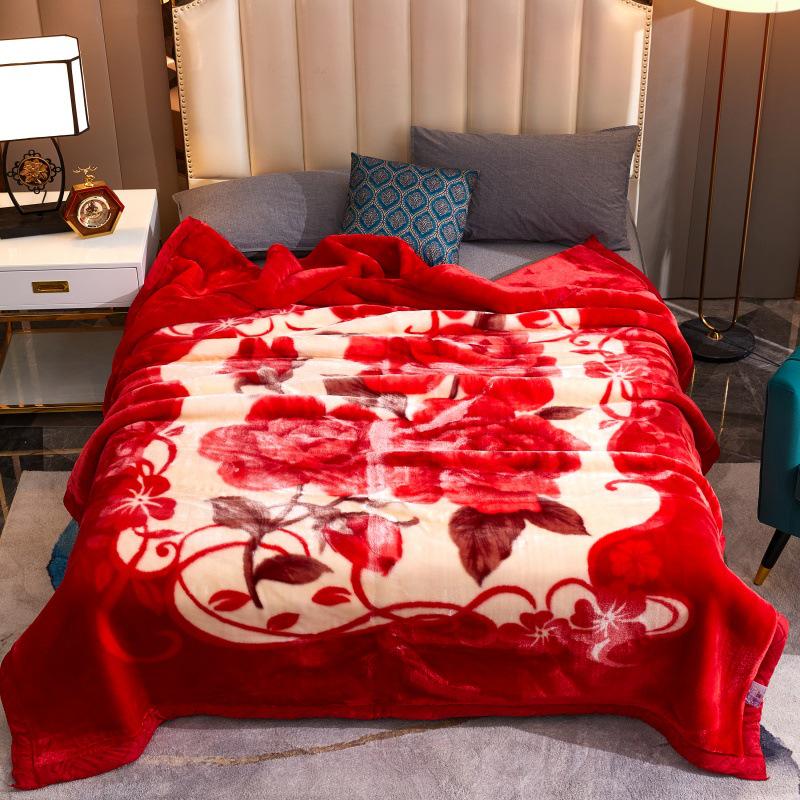Double-Layer Thickened Raschel Blanket - Super Soft Anti-Static Fleece for Autumn/Winter, Perfect Wedding Gift.