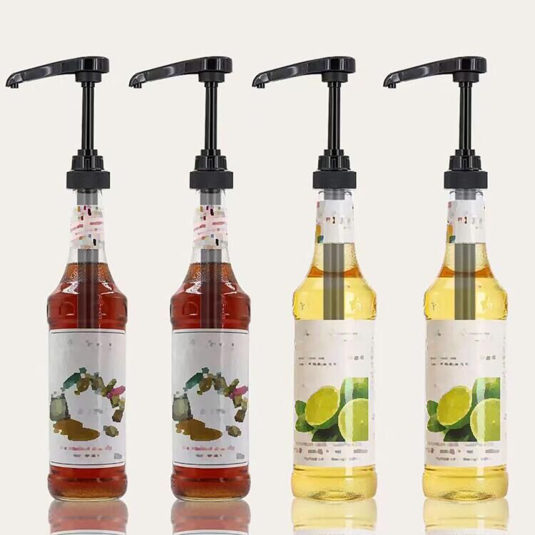 6Pcs Coffee Syrup Pump 10CC No Drip Pressed Shower Gel Liquid Pump Dispenser 750ml Juice Bottle Dispenser Pump Kitchen Gadget