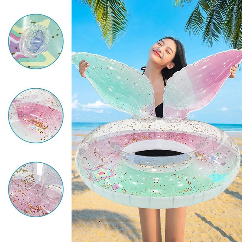 1 Pcs 90# Inflatable Swimming Ring Mermaid Tail Sequin Pool Ring Floating Beach Party Toys For Adult Kids