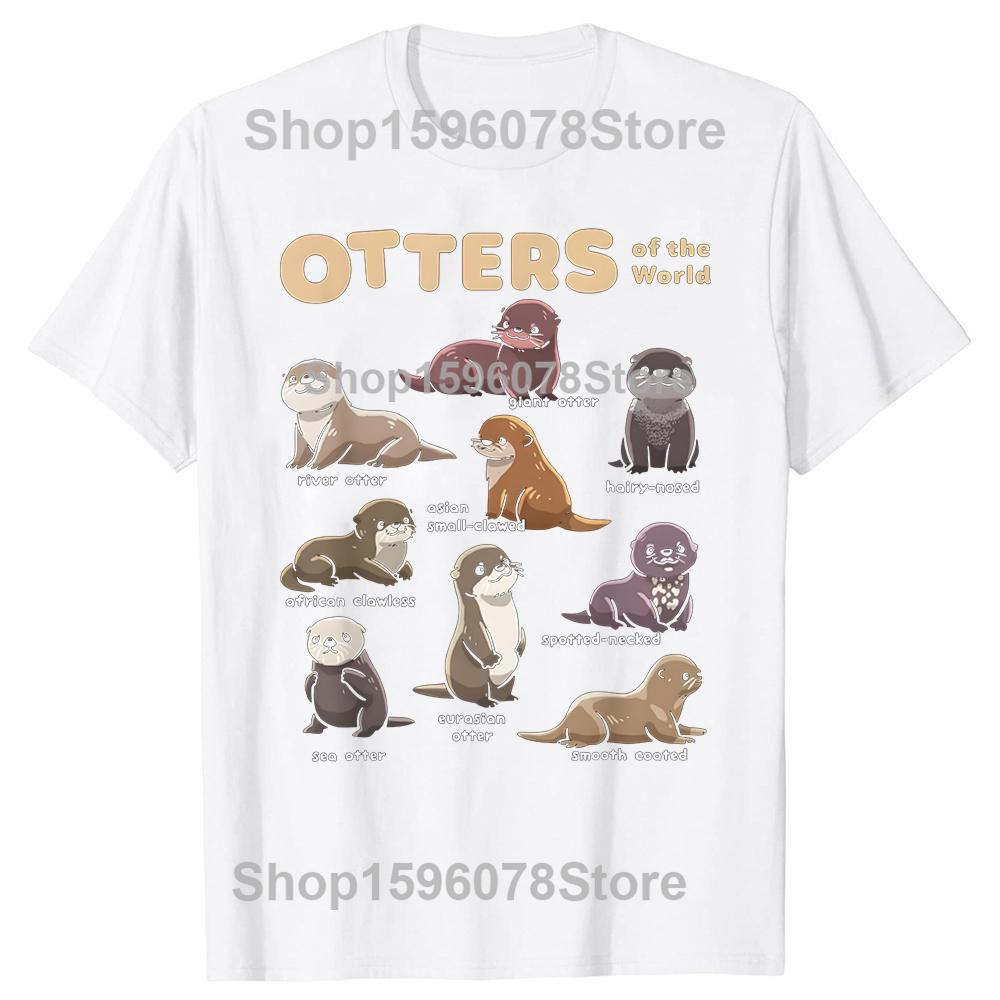 Otter Sea Animals of the World Educational Tshirts Unisex Womens Fashion Casual Tshirt 100 Cotton Loose Oversized T Shirt Summer S