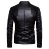 European Men's Stand-Up Collar Solid Color Motorcycle Leather Jacket, Autumn/Winter 2023, Code B041.