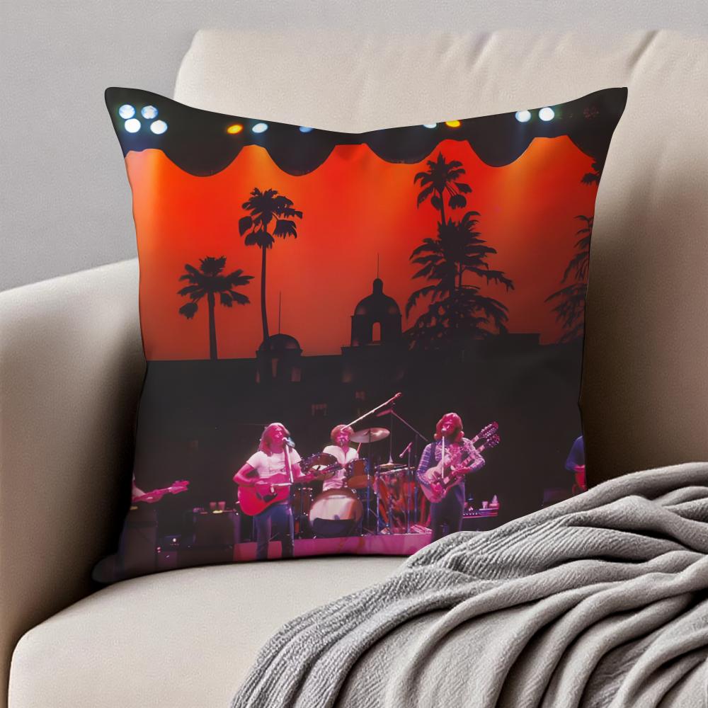 Classic Rock Band T-The Eagles Cushion Cover Pillowcase Anti-dustmite Invisible Zipper Short Plush Sofa Cushion