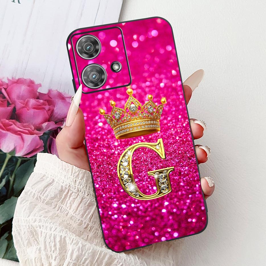 For Motorola Edge 40 Neo Case XT2307-1 Cute Crown Letters Cover Soft Silicone Phone Cases For Motorola Edge 40 Edge40 Neo Fundas
