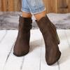 Fashion Women's Chunky Single Boots Autumn New Pointed Flannel Side Zipper Anti-slip Wear-resistant Short Boots